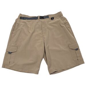 Cabelas Men’s 2XL Belted Shorts Cargo Pockets Hiking Khaki / Tan With Liner